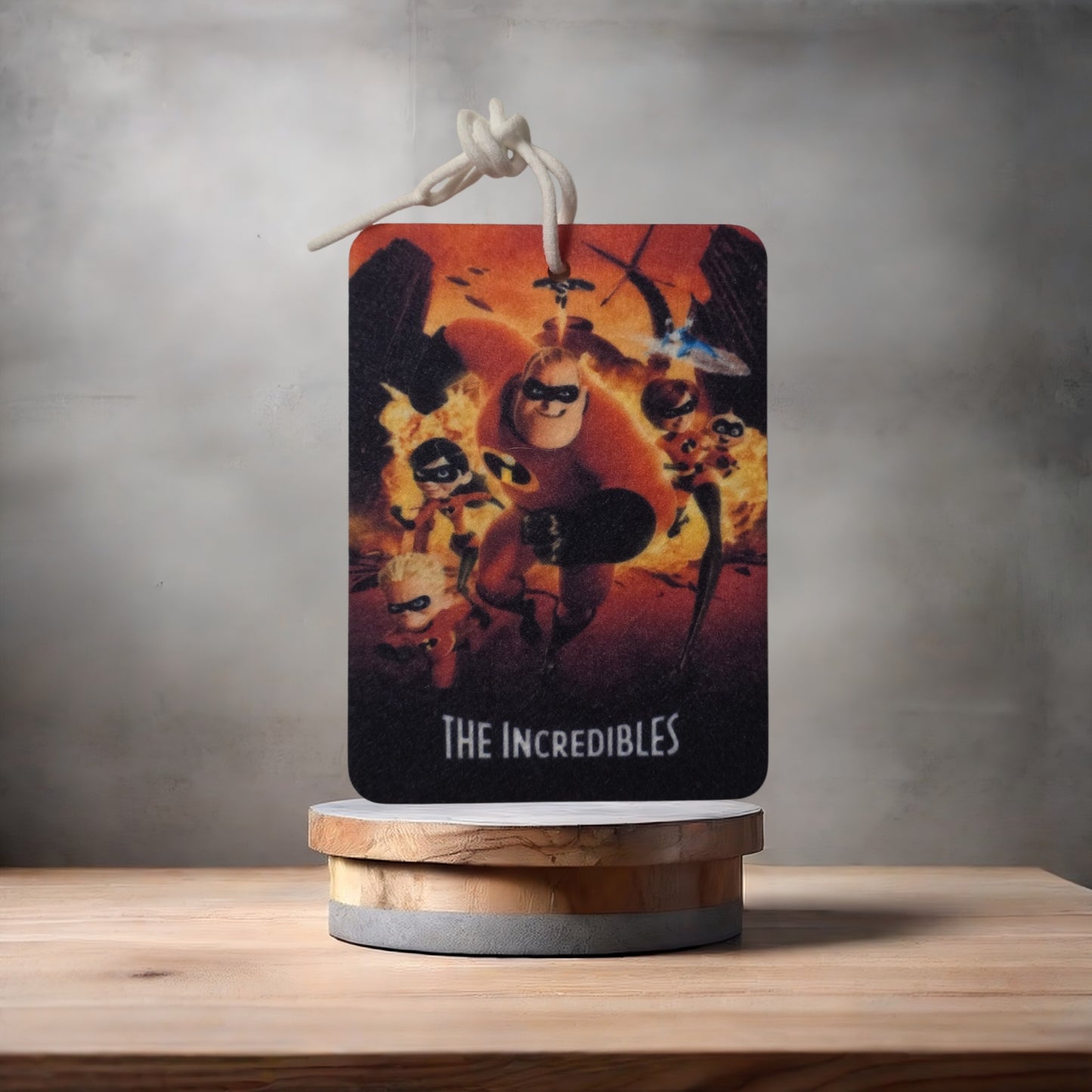 The Incredibles movie poster car air freshener. Many scents to choose from