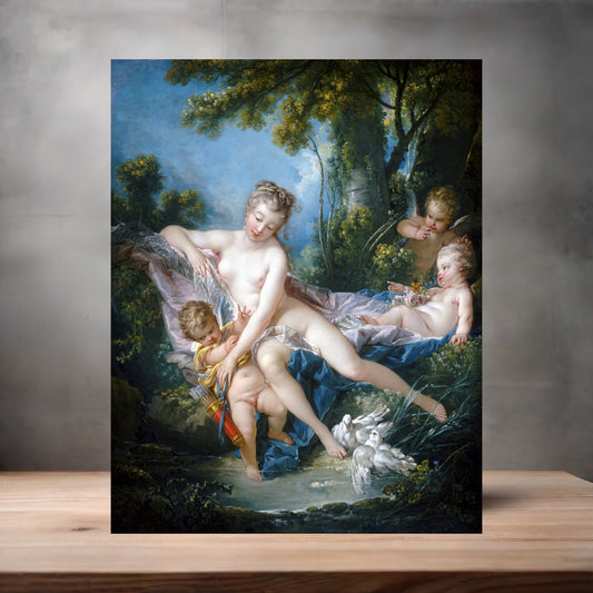 Museum Art on metal poster. Multiple sizes available. Francois Boucher Venus Consoling Love