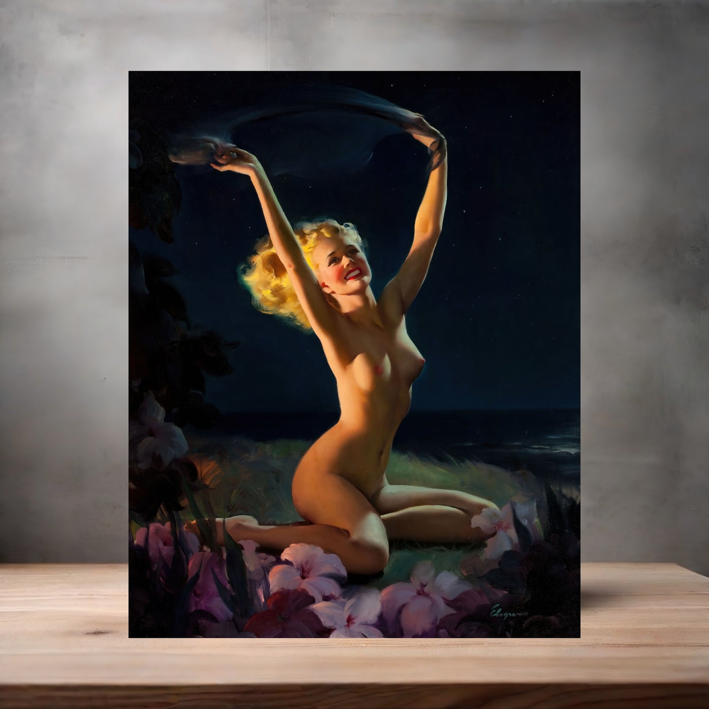 Gil Elvgren Pin-up nude metal poster. Multiple sizes available. Island Memories