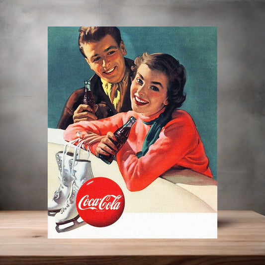 Vintage Coca-Cola ad poster metal poster. Multiple sizes available. BW