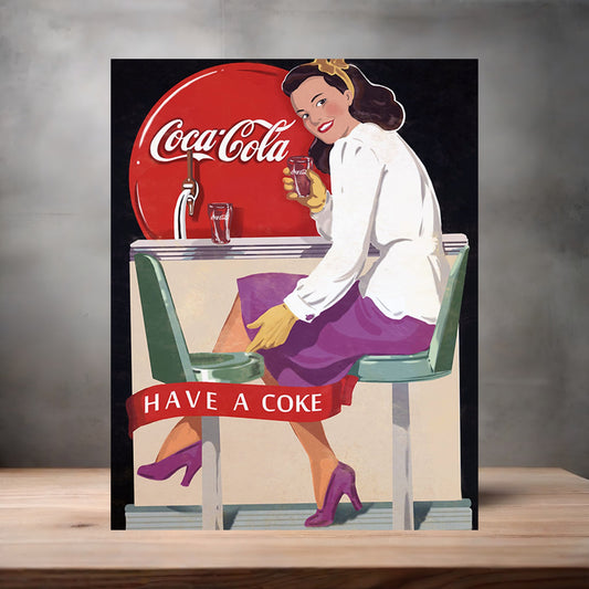 Vintage Coca-Cola ad poster metal poster. Multiple sizes available. BE