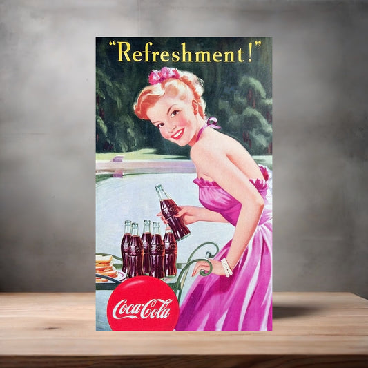 Vintage Coca-Cola ad poster metal poster. Multiple sizes available. AS