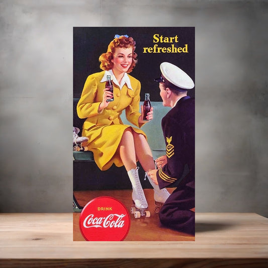 Vintage Coca-Cola ad poster metal poster. Multiple sizes available. AM