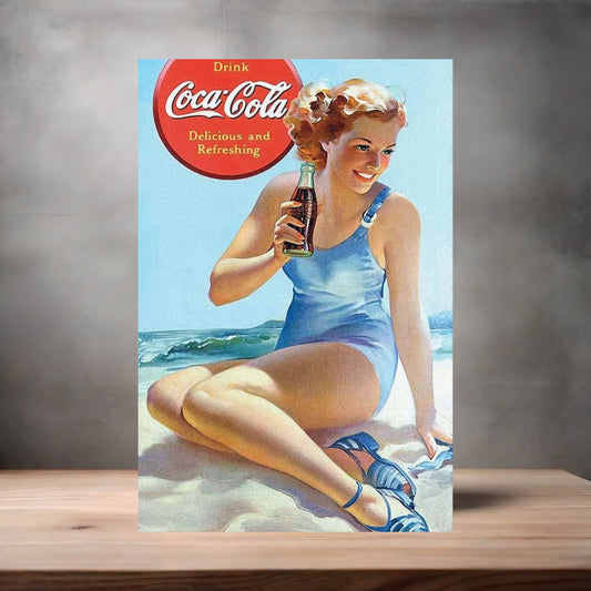 Vintage Coca-Cola ad poster metal poster. Multiple sizes available. AE