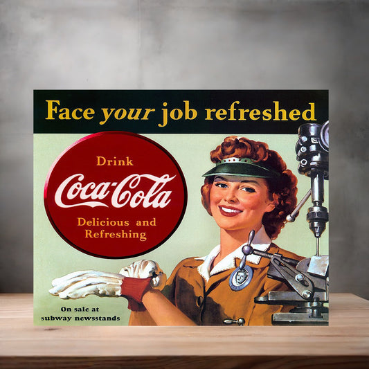 Vintage Coca-Cola ad poster metal poster. Multiple sizes available. Coke K
