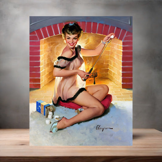 Gil Elvgren Pin-up nude metal poster. Multiple sizes available. A warm welcome