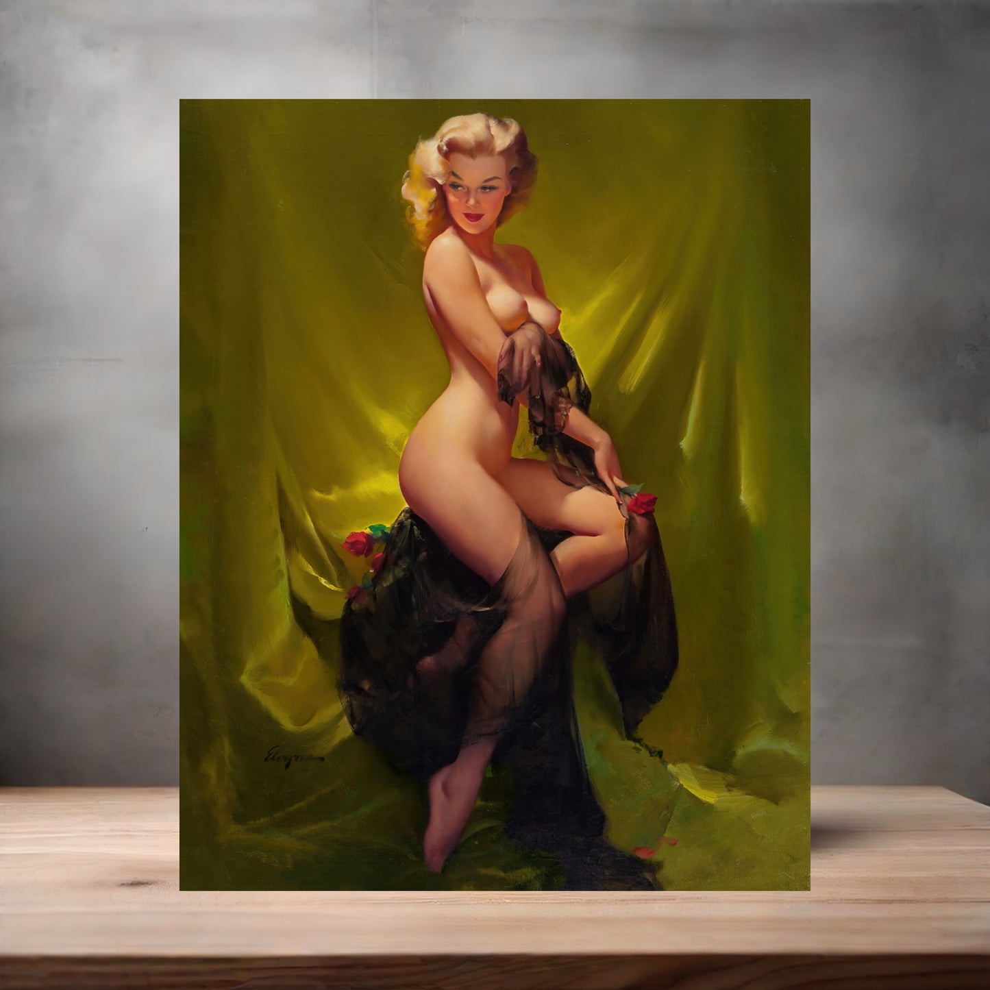 Gil Elvgren Pin-up nude metal poster. Multiple sizes available. Golden Beauty