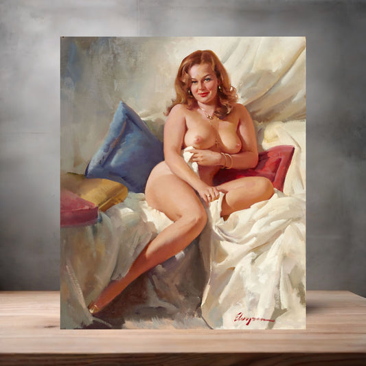 Gil Elvgren Pin-up nude metal poster. Multiple sizes available. Strawberry Blonde