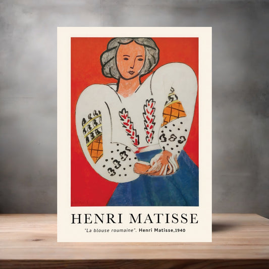 Museum art Painting metal poster. Multiple sizes available. Henri Matisse, La Blouse Roumaine