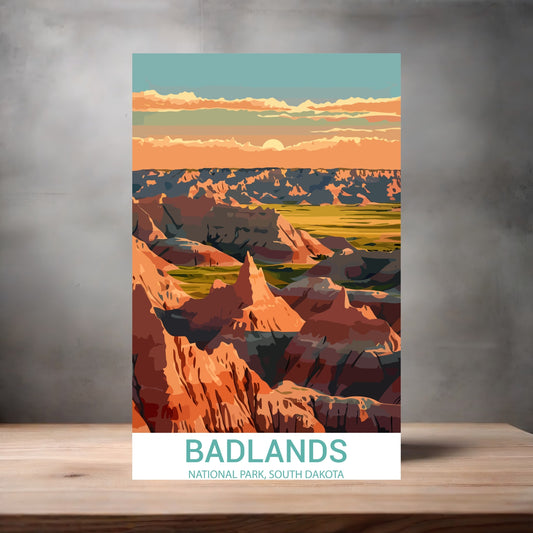 Vintage National Park metal poster. Multiple sizes available. Badlands, South Dakota