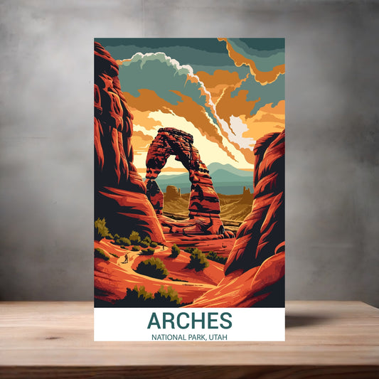 Vintage National Park metal poster. Multiple sizes available. Arches, Utah