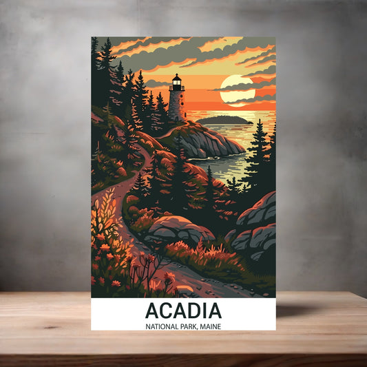 Vintage National Park metal poster. Multiple sizes available. Acadia, Maine