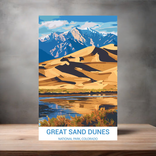 Vintage National Park metal poster. Multiple sizes available. Great Sand Dunes, Colorado