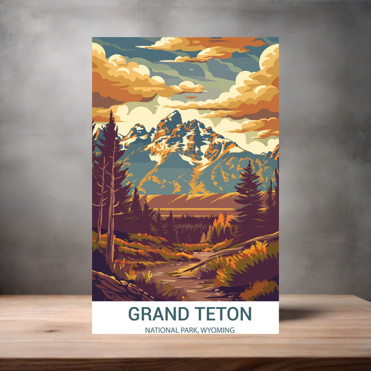 Vintage National Park metal poster. Multiple sizes available. Grand Teton, Wyoming