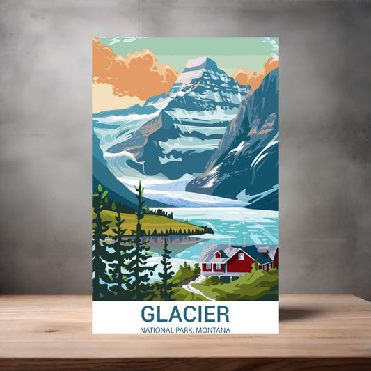 Vintage National Park metal poster. Multiple sizes available. Glacier, Montana