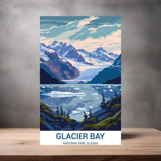 Vintage National Park metal poster. Multiple sizes available. Glacier Bay, Alaska