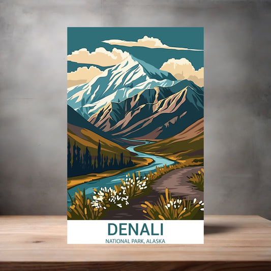 Vintage National Park metal poster. Multiple sizes available. Denali, Alaska