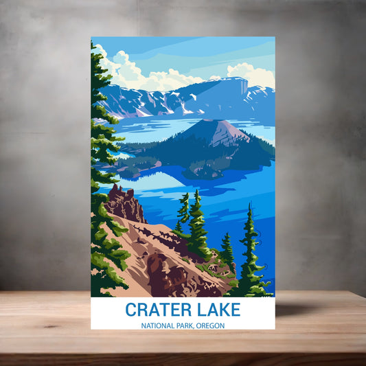 Vintage National Park metal poster. Multiple sizes available. Crater Lake, Oregon