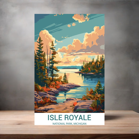 Vintage National Park metal poster. Multiple sizes available. Isle Royale, Michigan