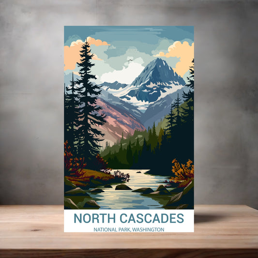 Vintage National Park metal poster. Multiple sizes available. North Cascades, Washington