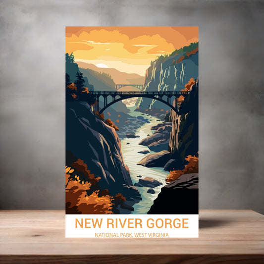 Vintage National Park metal poster. Multiple sizes available. New River Gorge, West Virginia