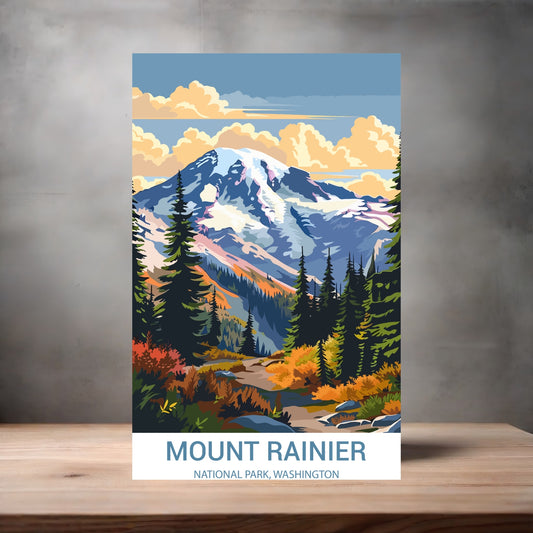 Vintage National Park metal poster. Multiple sizes available. Mount Rainier, Washington