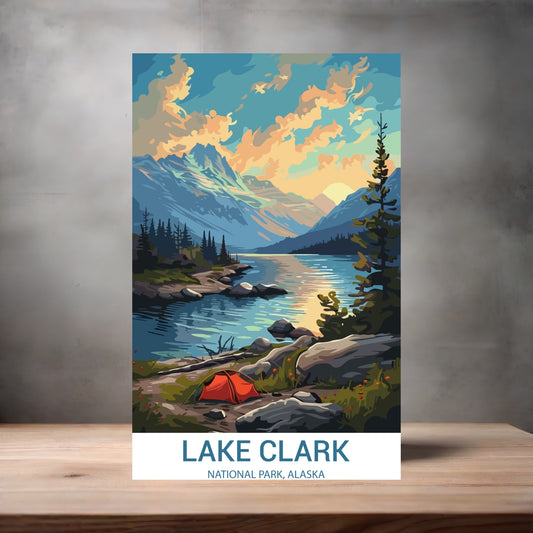 Vintage National Park metal poster. Multiple sizes available. Lake Clark, Alaska