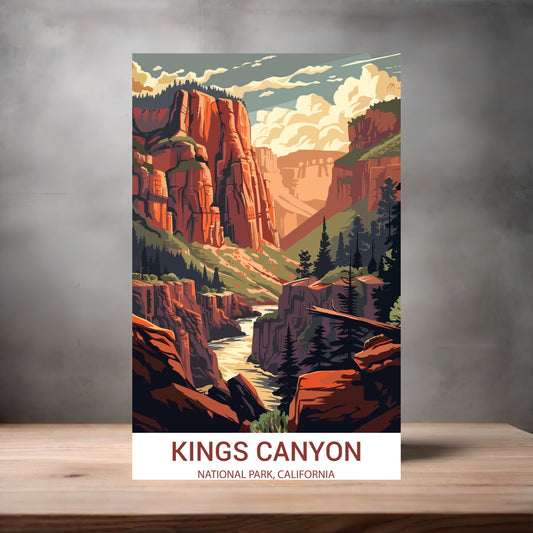 Vintage National Park metal poster. Multiple sizes available. Kings Canyon, California