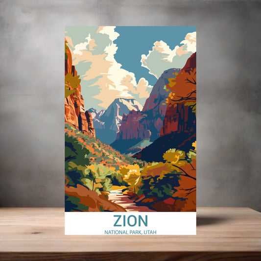 Vintage National Park metal poster. Multiple sizes available. Zion, Utah