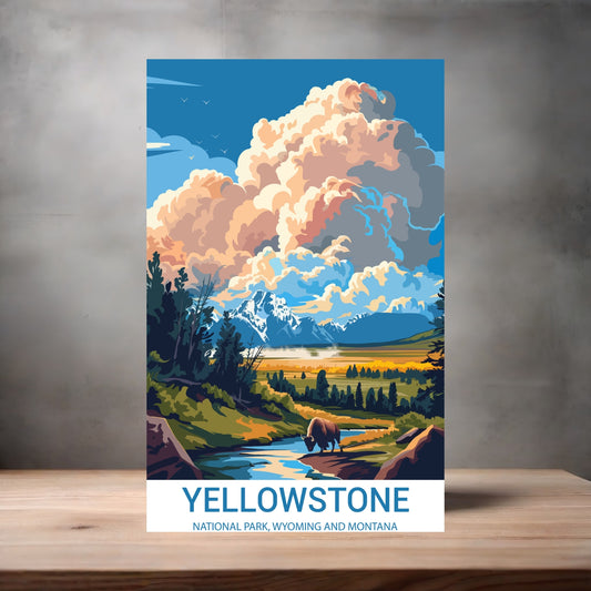 Vintage National Park metal poster. Multiple sizes available. Yellowstone, Wyoming and Montana