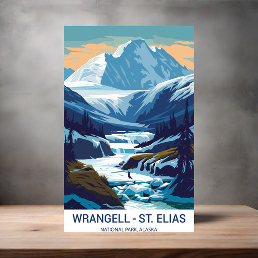 Vintage National Park metal poster. Multiple sizes available. Wrangell - St. Elias Alaska