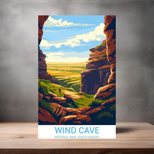 Vintage National Park metal poster. Multiple sizes available. Wind Cave, South Dakota