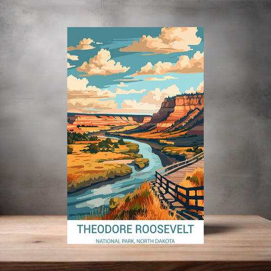 Vintage National Park metal poster. Multiple sizes available. Theodore Roosevelt, North Dakota