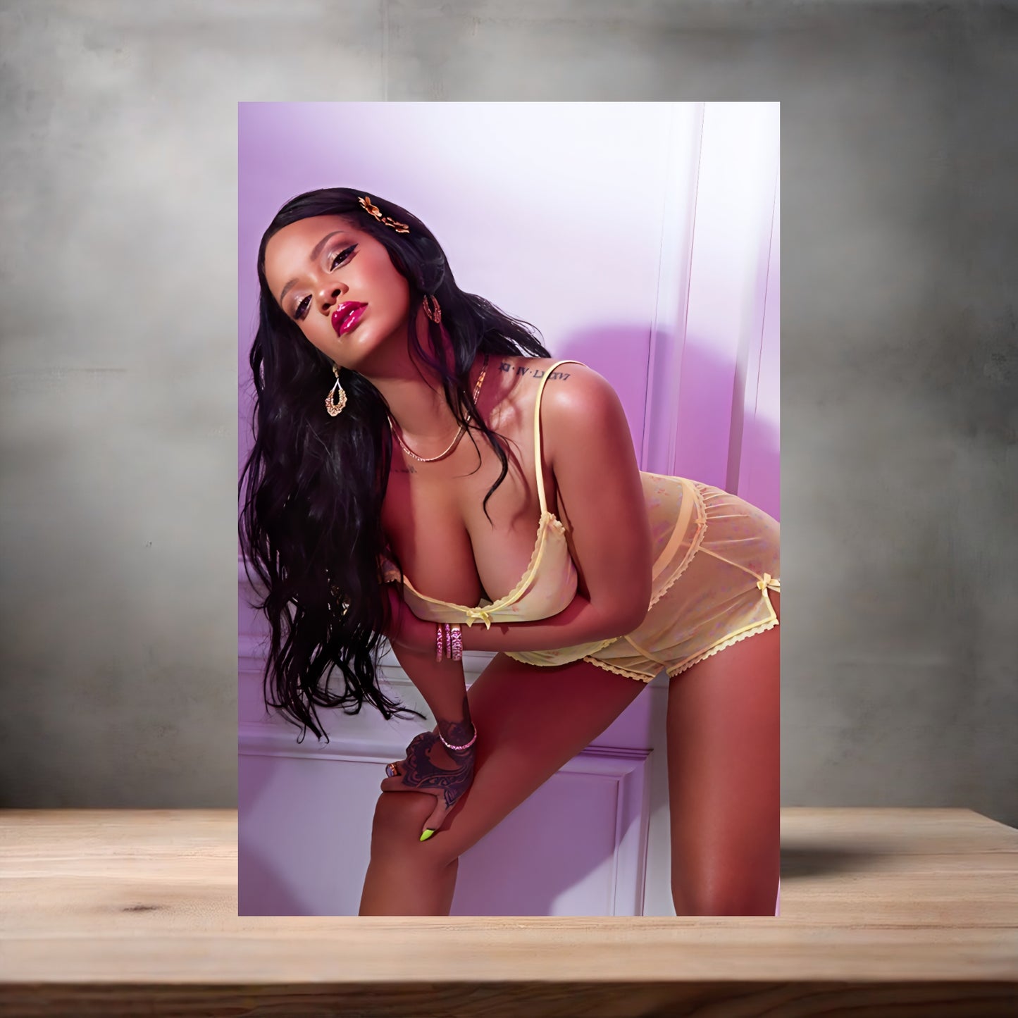 Rihanna sexy lingerie metal posters. Multiple sizes and photos