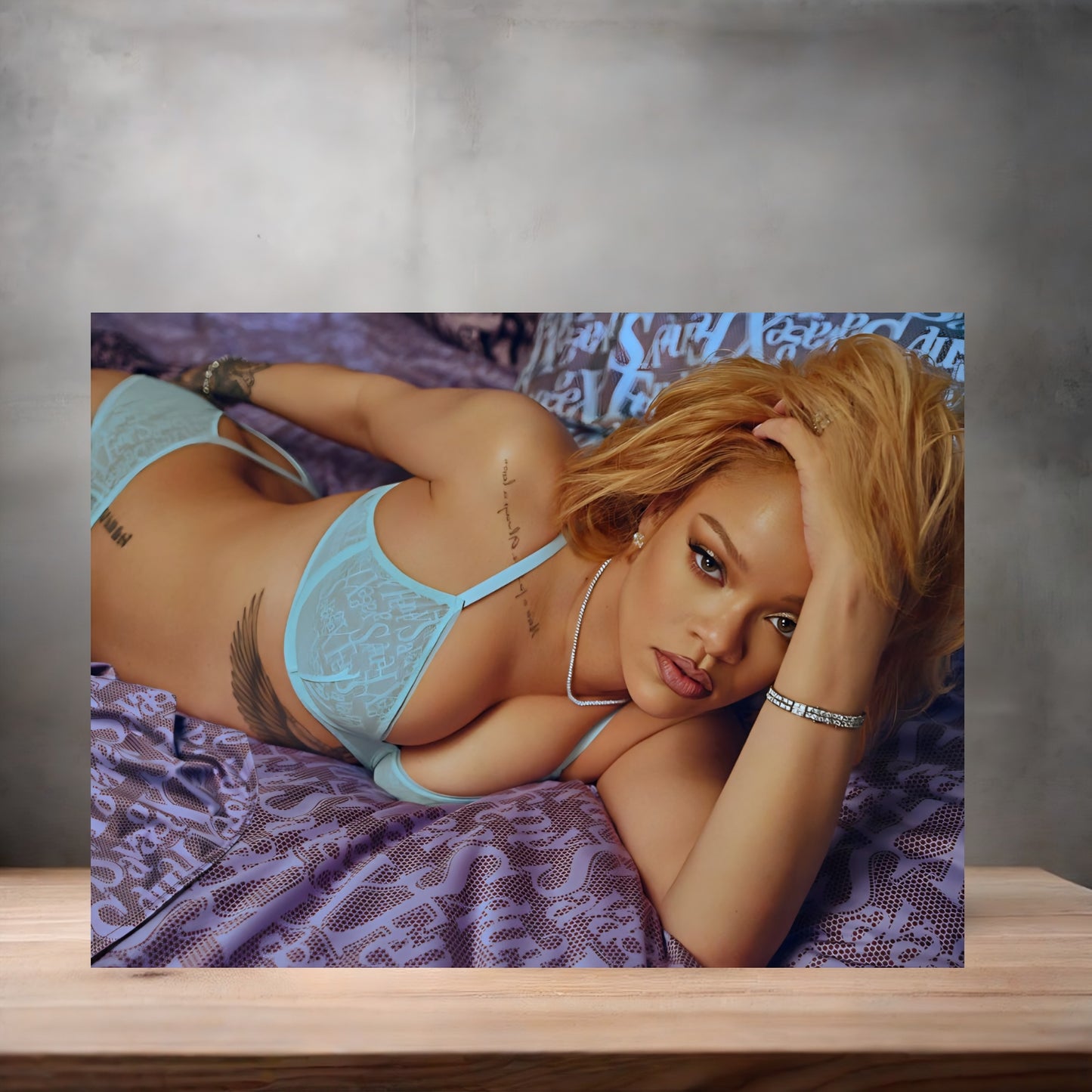 Rihanna sexy lingerie metal posters. Multiple sizes and photos