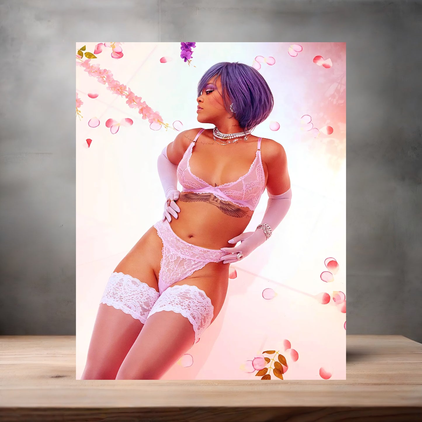 Rihanna sexy lingerie metal posters. Multiple sizes and photos