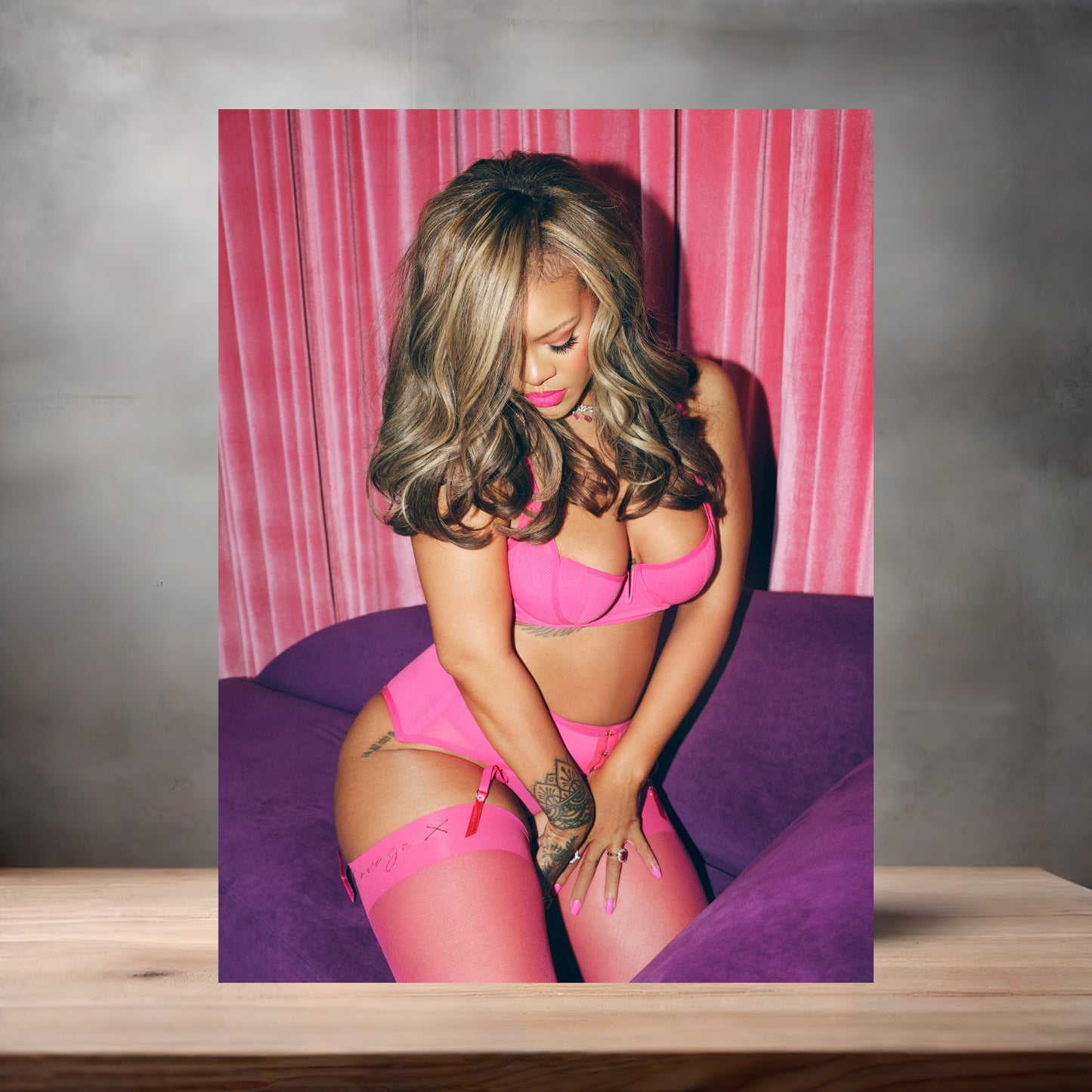 Rihanna sexy lingerie metal posters. Multiple sizes and photos