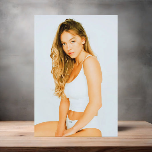 Sexy Sydney Sweeney metal poster. Multiple sizes available. Hot A3