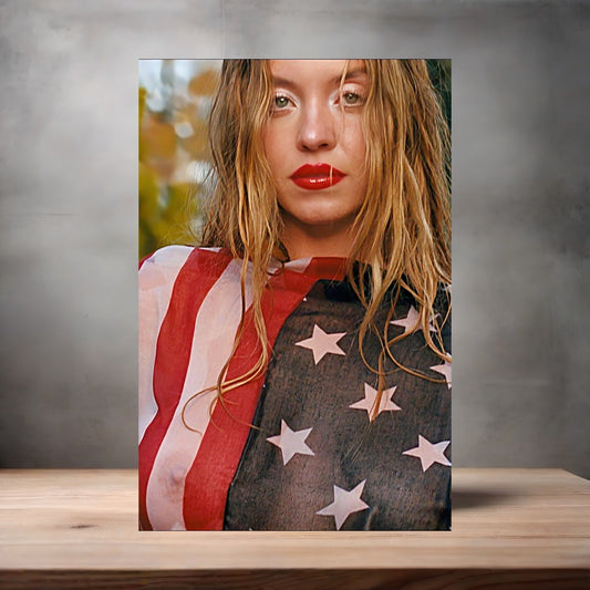 Sexy Sydney Sweeney metal poster. Multiple sizes available. Hot and sexy A4
