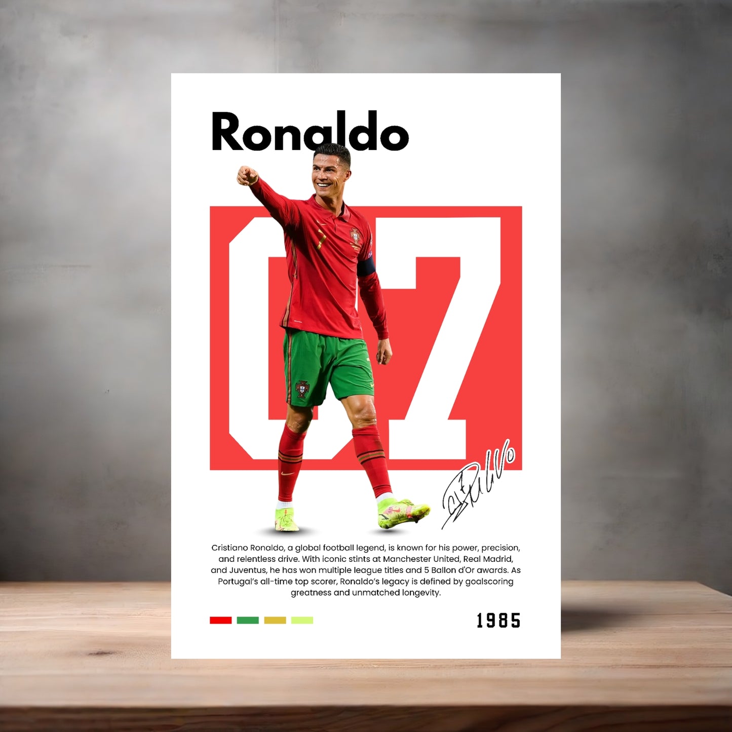 Futbol player poster with multiple size and finish options. Ronaldo