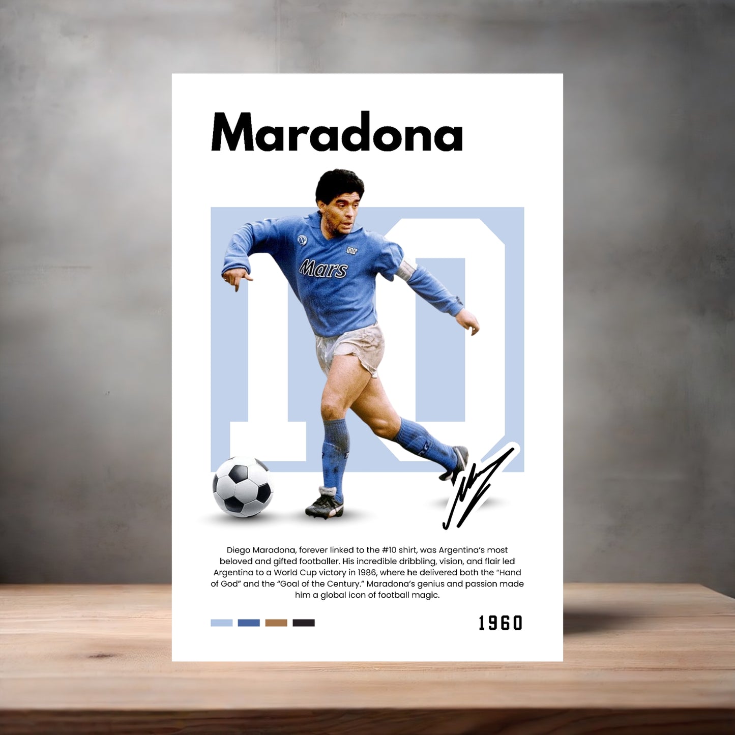 Futbol player poster with multiple size and finish options. Maradona
