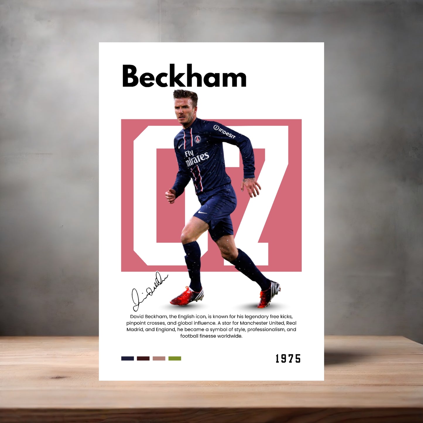 Futbol player poster with multiple size and finish options. David Beckham