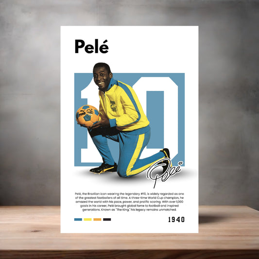 Futbol player poster with multiple size and finish options. Pele