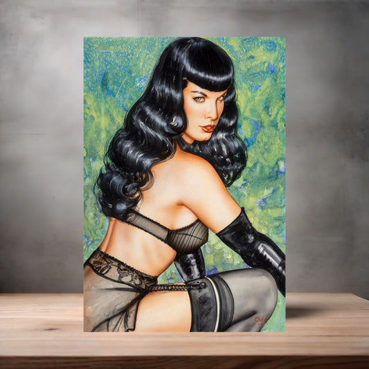Olivia De Berardinis NSFW poster with multiple size and finish options. Bettie Page watercolor green