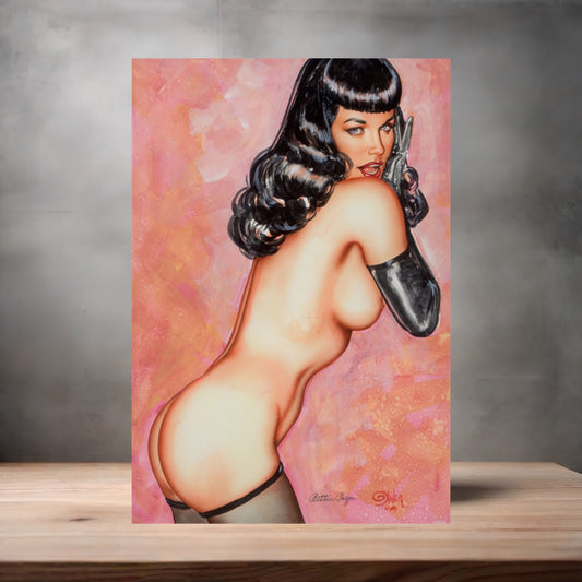 Olivia De Berardinis NSFW poster with multiple size and finish options. Bettie Page watercolor pink