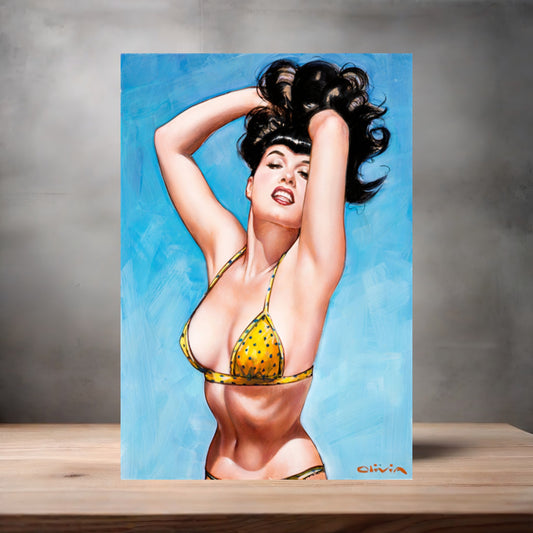 Olivia De Berardinis NSFW poster with multiple size and finish options. Bettie Page Bikini