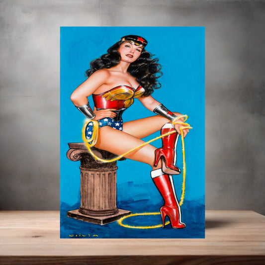 Olivia De Berardinis NSFW poster with multiple size and finish options. Bettie Page Wonder Woman