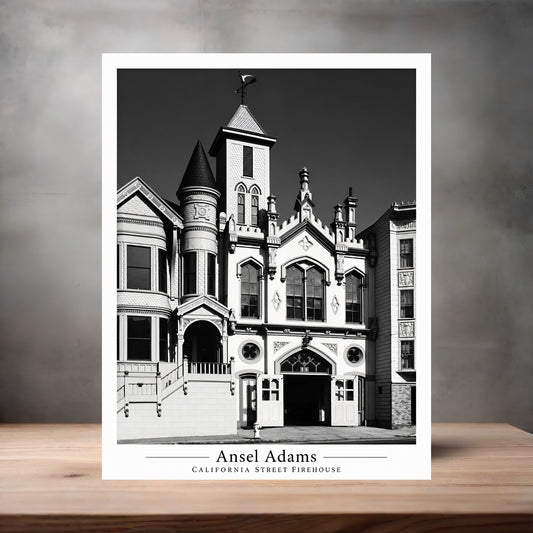 Ansel Adams 8.5" x 11" art print set of 2, glossy and matte. California Street Firehouse