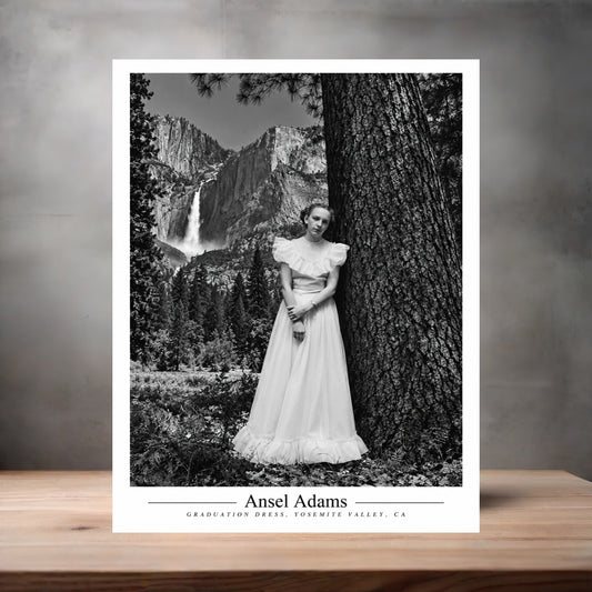 Ansel Adams 8.5" x 11" art print set of 2, glossy and matte. Graduation Dress, Yosemite National Park