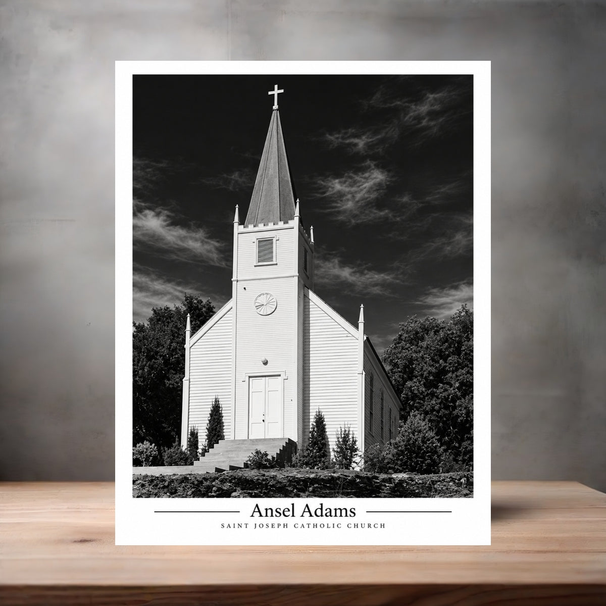 Ansel Adams 8.5" x 11" art print set of 2, glossy and matte. Saint Joseph Catholic Church